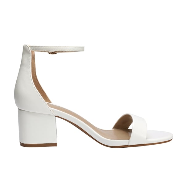 Chunky Low Heel Pump Sandals - WHITE PU - 2
